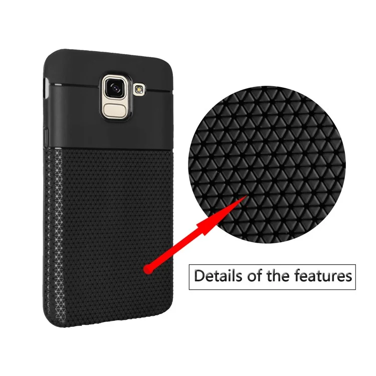 Ultra-thin Anti-slip 0.7mm Splicing Flexible TPU Back Casing for Samsung Galaxy J6 (2018) - Black