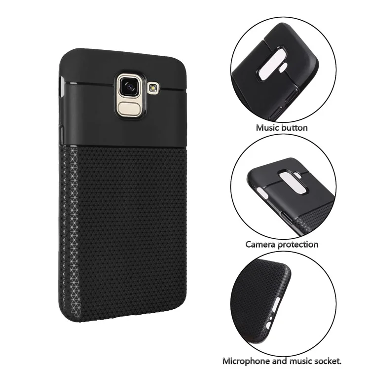 Ultra-thin Anti-slip 0.7mm Splicing Flexible TPU Back Casing for Samsung Galaxy J6 (2018) - Black