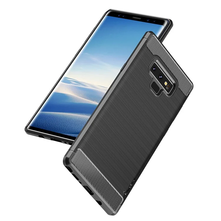 IPAKY Carbon Fiber Texture Brushed TPU Mobile Case for Samsung Galaxy Note 9 - Black