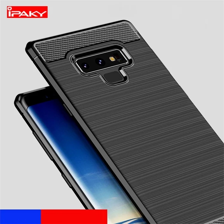 IPAKY Carbon Fiber Texture Brushed TPU Mobile Case for Samsung Galaxy Note 9 - Black