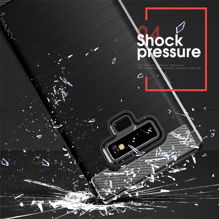 IPAKY Carbon Fiber Texture Brushed TPU Mobile Case for Samsung Galaxy Note 9 - Black