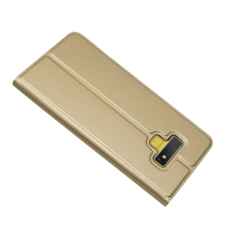 Auto-absorbed Stand Leather Card Holder Phone Shell for Samsung Galaxy Note 9 - Gold