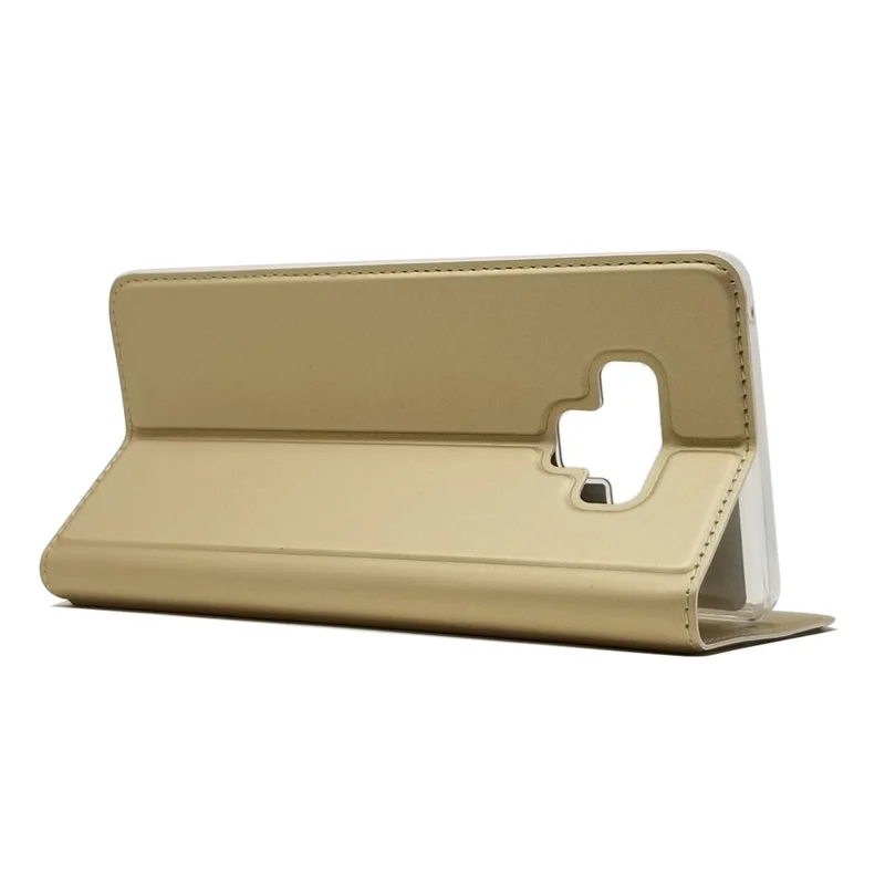 Auto-absorbed Stand Leather Card Holder Phone Shell for Samsung Galaxy Note 9 - Gold