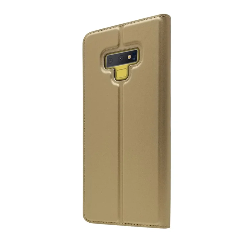 Auto-absorbed Stand Leather Card Holder Phone Shell for Samsung Galaxy Note 9 - Gold