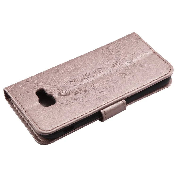 Guscio Mobile In Pelle Da Portafoglio Con Mandala Stampata Per Samsung Galaxy A5 (2017) A520 - Oro Rosa