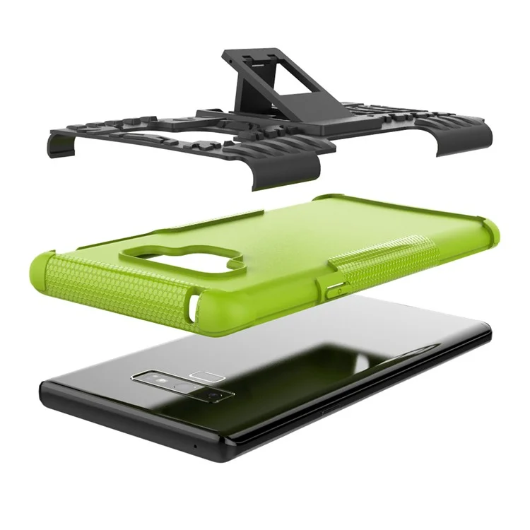 Anti-slip PC + Coque hybride TPU avec support pour Samsung Galaxy Note9 SM-N960 - Vert