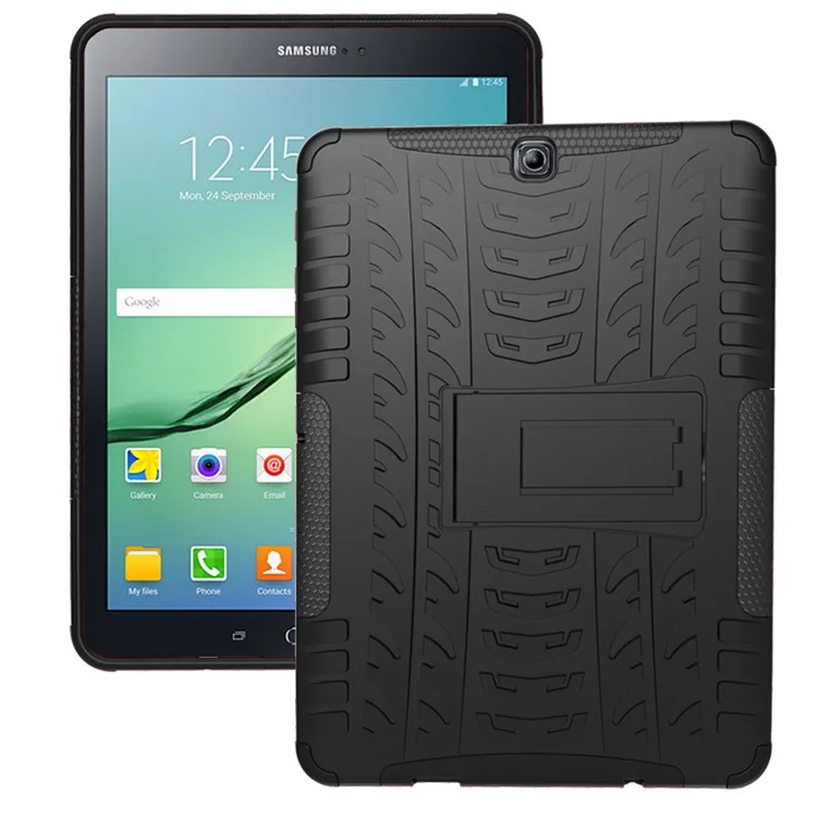 Cool Tire Kickstand PC + TPU Hybrid Protector Cover Для Samsung Galaxy Tab S2 9.7 T810 T815 - Черный