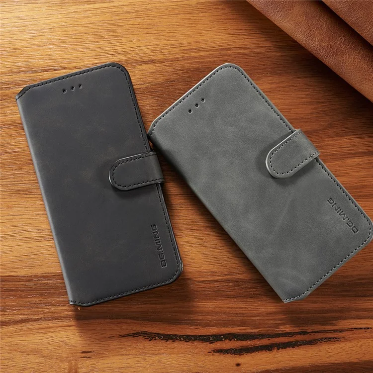 Dg. Étui de Support de Portefeuille en Cuir de Style Rétro Ming Pour Samsung Galaxy S8 Plus SM-G955 - Gris