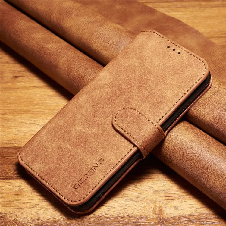 DG.MING Retro Style Leather Stand Wallet Case for Samsung Galaxy S7 edge SM-G935 - Brown