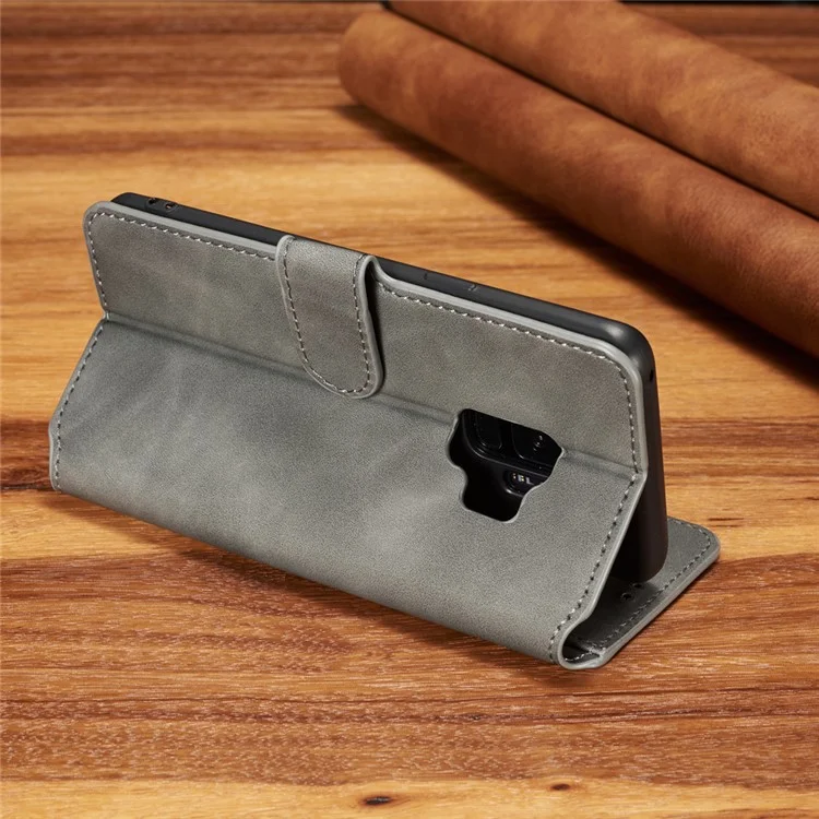 DG.MING Cartera con Estilo Retro de Piel para Funda de Samsung Galaxy S9 SM-G960 - Gris