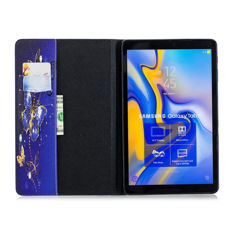 Pattern Printing PU Leather Tablet Cover for Samsung Galaxy Tab A 10.5 (2018) T590 T595 - Purple Butterflies
