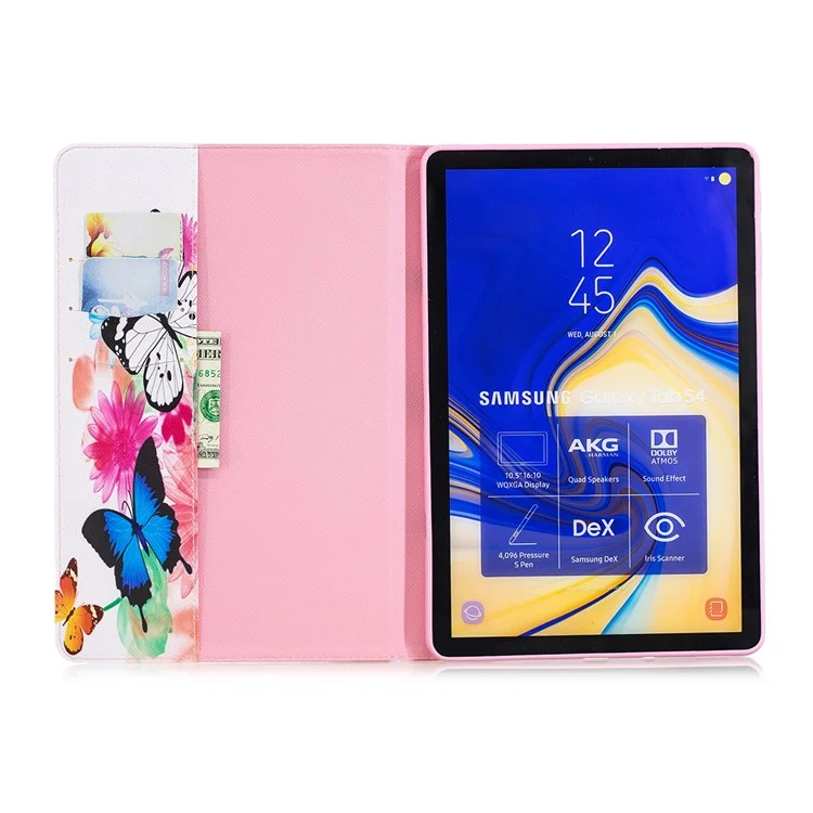 Pattern Printing Leather Wallet Tablet Case Cover for Samsung Galaxy Tab S4 10.5 - Vivid Butterflies