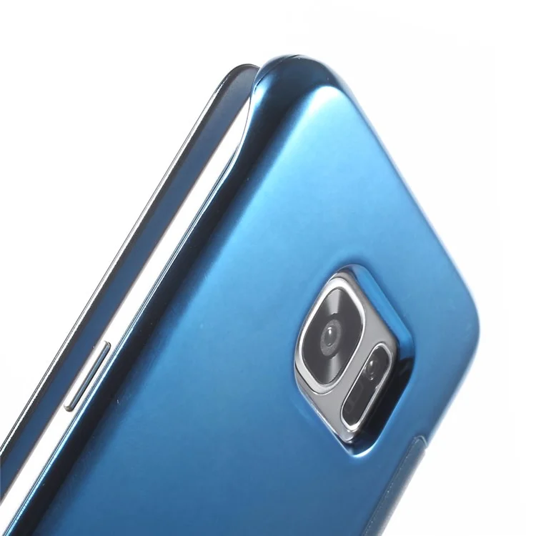 Mirror Surface Smart PC + Leather Flip Shell for Samsung Galaxy S7 edge G935 - Baby Blue