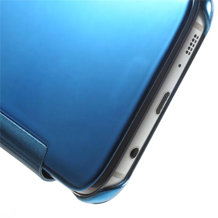 Mirror Surface Smart PC + Leather Flip Shell for Samsung Galaxy S7 edge G935 - Baby Blue
