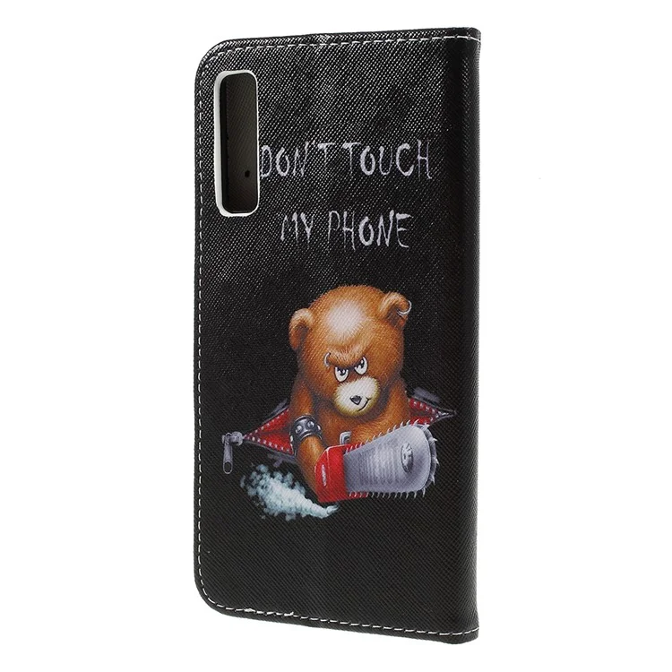 Cross Texture Patterned Wallet Leather Case for Samsung Galaxy A7 (2018) - Angry Bear