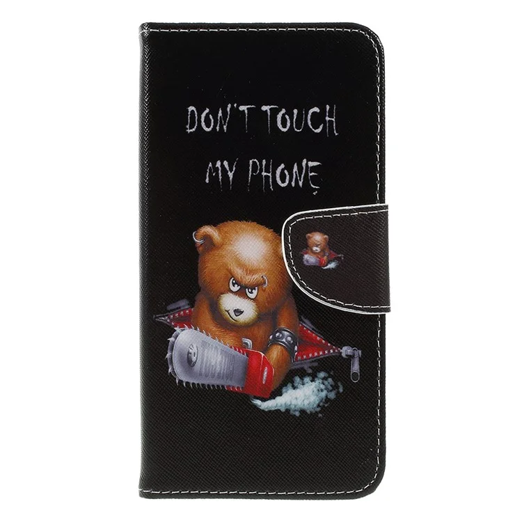 Cross Texture Patterned Wallet Leather Case for Samsung Galaxy A7 (2018) - Angry Bear