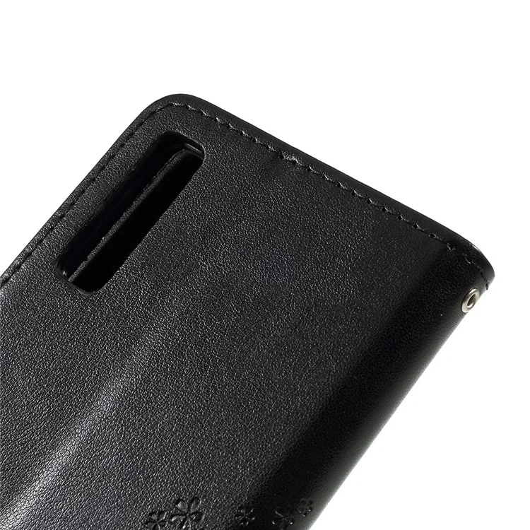 Imprint Árvore Coruja Carteira Magnética Capa de Couro PU com Suporte para Samsung Galaxy A7 (2018) - Preto 