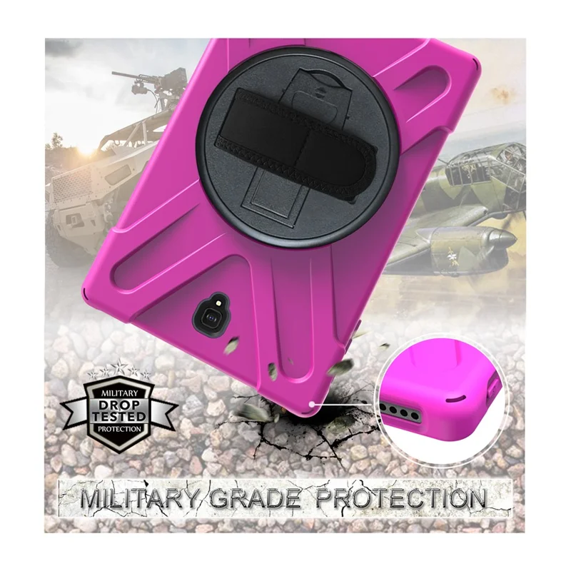 For Samsung Galaxy Tab S4 10.5 T830 T835 X-Shape [PC + TPU Combo] Kickstand Case with Shoulder Strap - Rose