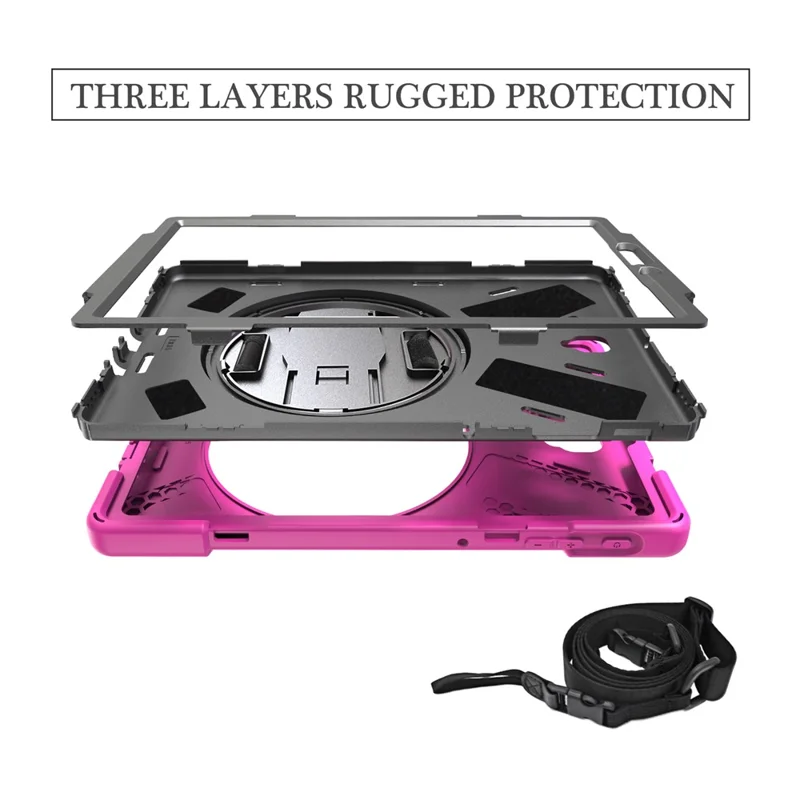 For Samsung Galaxy Tab S4 10.5 T830 T835 X-Shape [PC + TPU Combo] Kickstand Case with Shoulder Strap - Rose