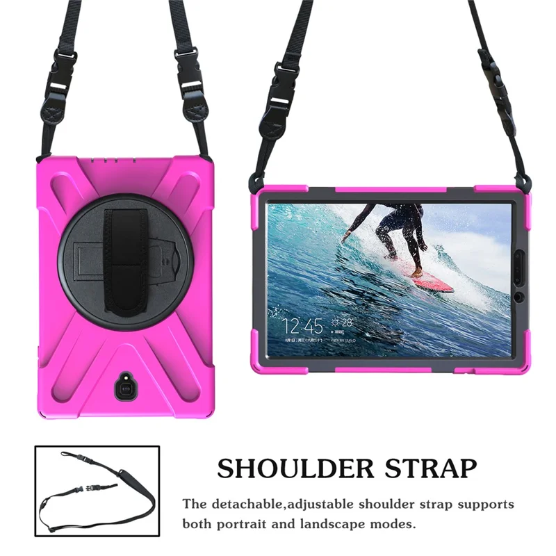 For Samsung Galaxy Tab S4 10.5 T830 T835 X-Shape [PC + TPU Combo] Kickstand Case with Shoulder Strap - Rose