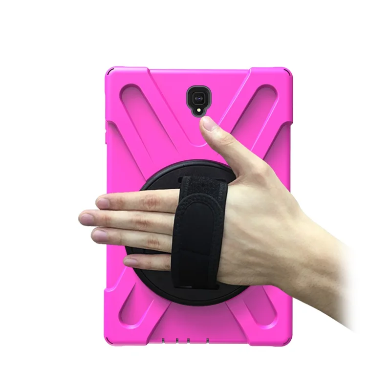 For Samsung Galaxy Tab S4 10.5 T830 T835 X-Shape [PC + TPU Combo] Kickstand Case with Shoulder Strap - Rose