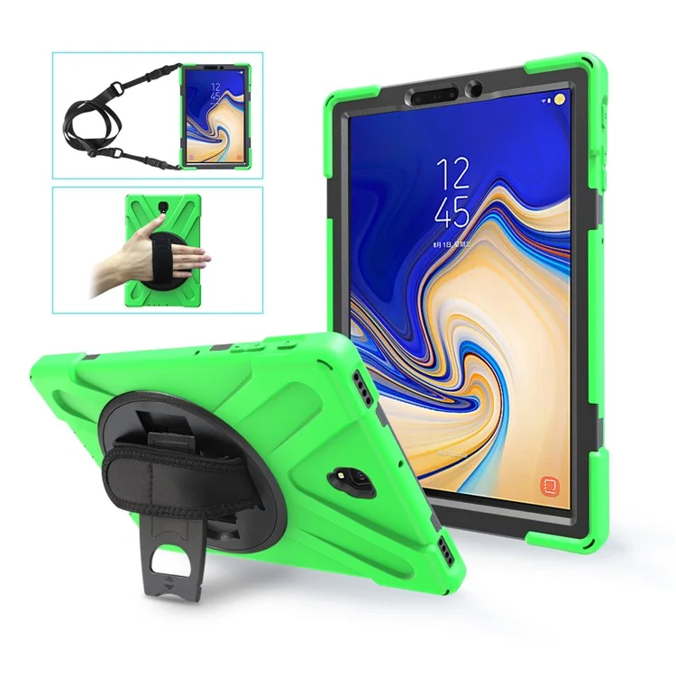 For Samsung Galaxy Tab S4 10.5 T830 T835 X-Shape 360 Degree Swivel Kickstand PC + TPU Protective Cover - Green