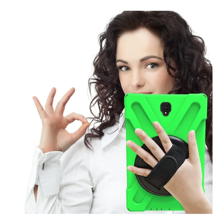 For Samsung Galaxy Tab S4 10.5 T830 T835 X-Shape 360 Degree Swivel Kickstand PC + TPU Protective Cover - Green