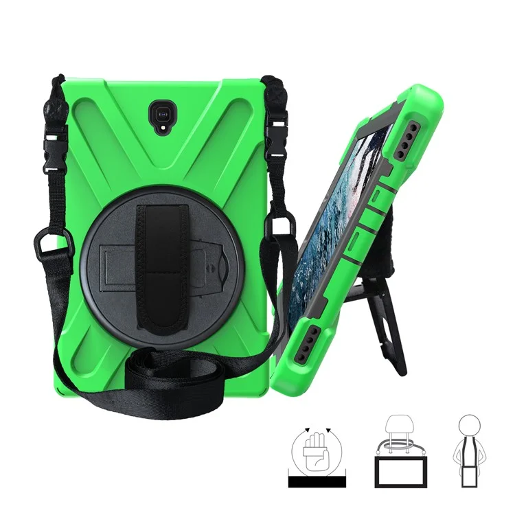 For Samsung Galaxy Tab S4 10.5 T830 T835 X-Shape 360 Degree Swivel Kickstand PC + TPU Protective Cover - Green