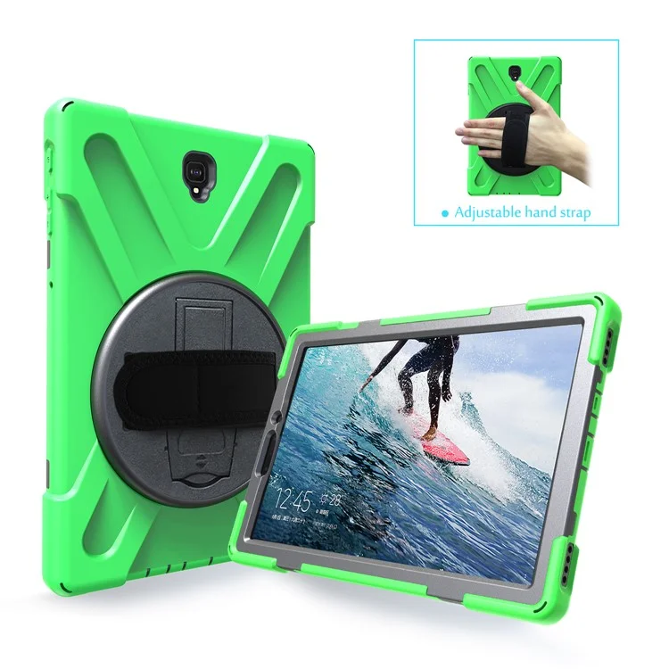 For Samsung Galaxy Tab S4 10.5 T830 T835 X-Shape 360 Degree Swivel Kickstand PC + TPU Protective Cover - Green
