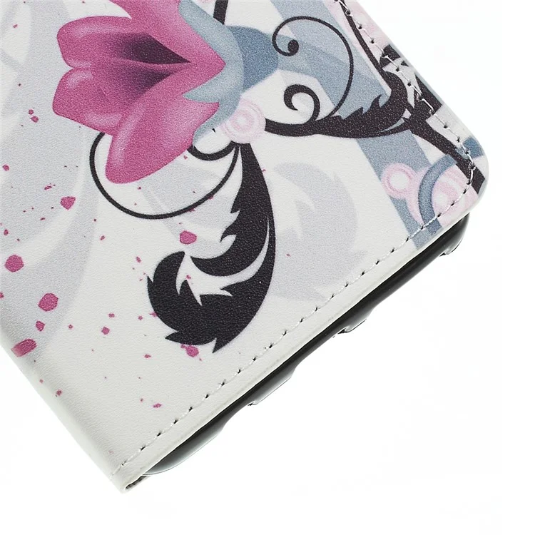 Capa de Carteira Magnética de Couro PU com Estampa para Samsung Galaxy A7 (2018) - Flor Roxa