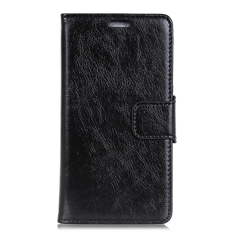 Protective Phone Case for Samsung Galaxy A7 (2018) Nappa Texture Split Leather Flip Folio Cover Shockproof Phone Shell with Stand Wallet - Black