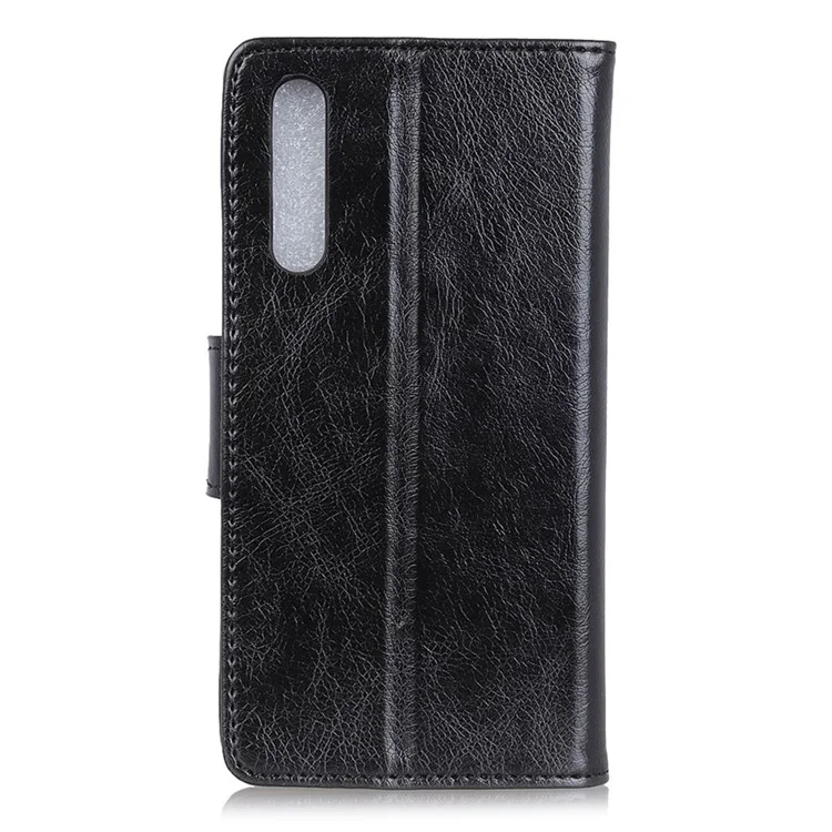 Custodia Per Telefono Protettiva Per Samsung Galaxy A7 (2018) Nappa Texture Pelle Diviso Flip Folio Cover Guscio Di Telefono Antiurto Con Portafoglio - Nero