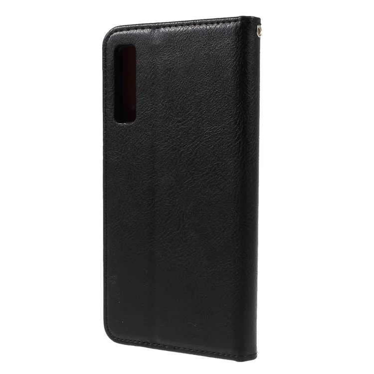 pu Cuero de Cuero Absorbido Por la Billetera de la Billetera Para Samsung Galaxy A7 (2018) A750 - Negro