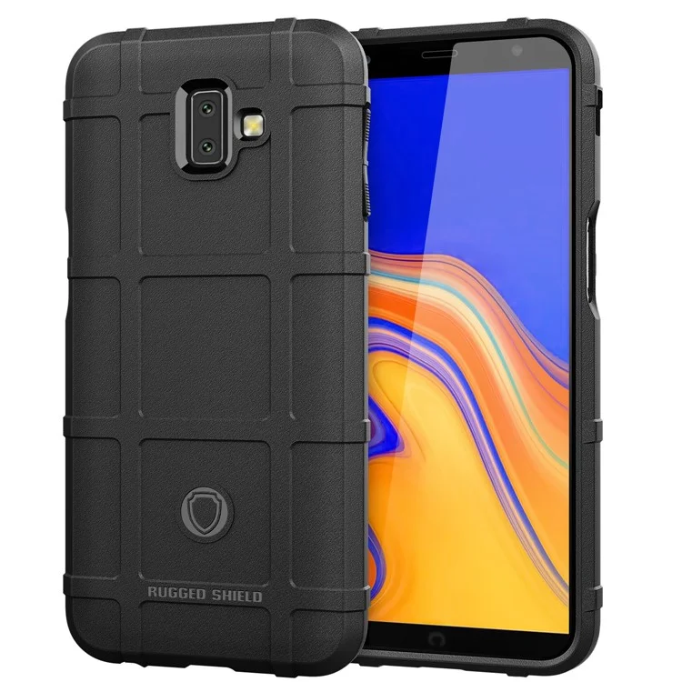 Anti-Shock-Quadrat-Gitter-Textur Weiche TPU-Telefonkasten Für Samsung Galaxy J6 Plus - Schwarz