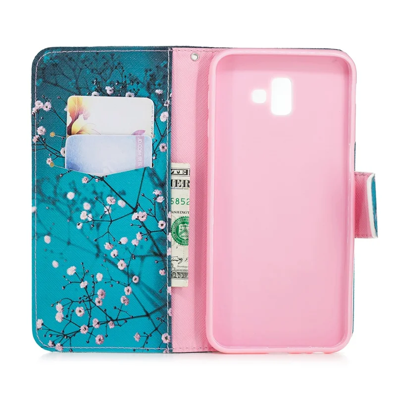 Pattern Printing Wallet Leather Folio Cover for Samsung Galaxy J6+ / J6 Prime - Wintersweet