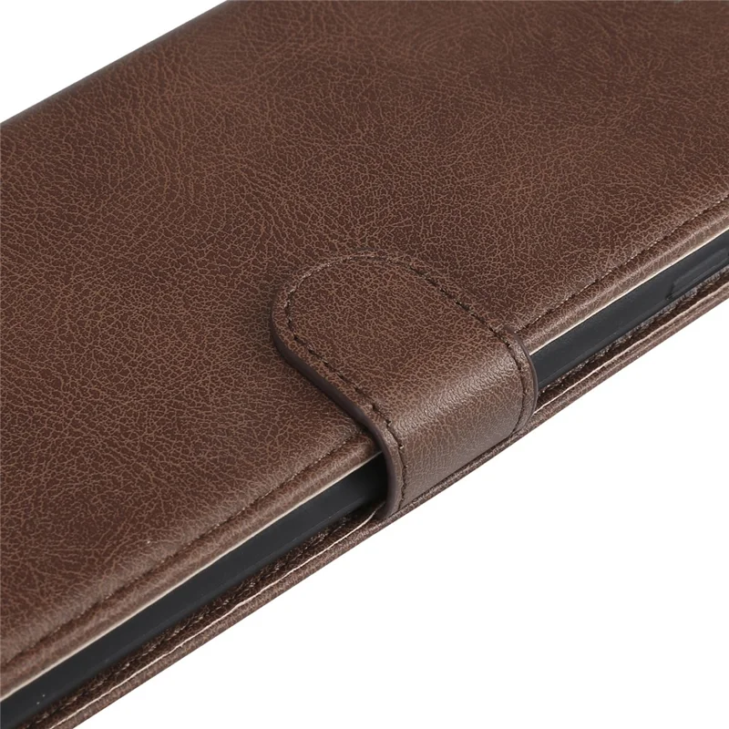 For Samsung Galaxy J6 (2018) Case Solid Color Leather Mobile Cover Wallet Stand with Strap - Brown