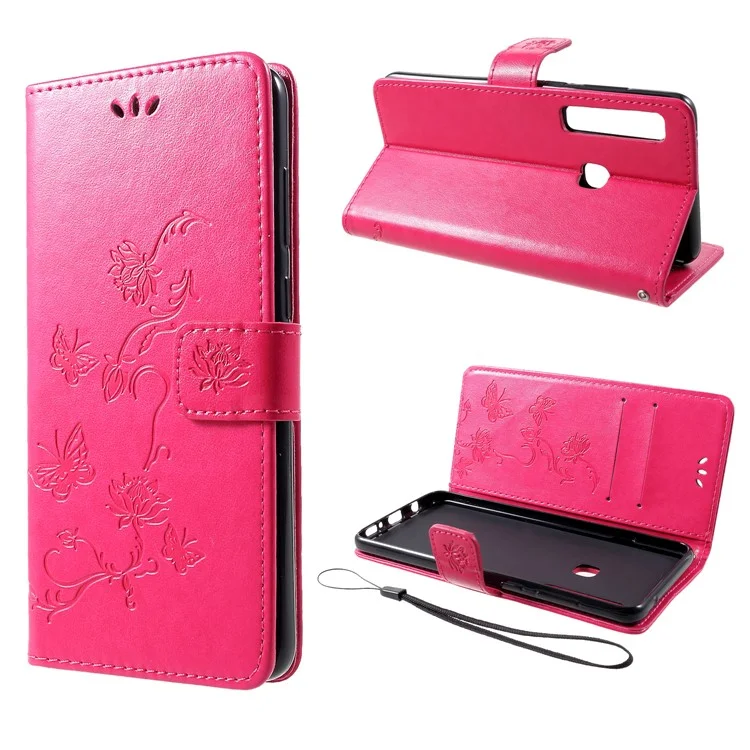 Impressum Butterfly Blum Wallet Stand Phone Leder Hülle Für Samsung Galaxy A9 (2018)/A9 Star Pro/A9s - Rose