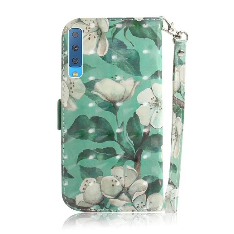 Funda De Cuero De Impresión De Patrones Con [soporte De Billetera] Para Samsung Galaxy A7 (2018) - Flores Lindas