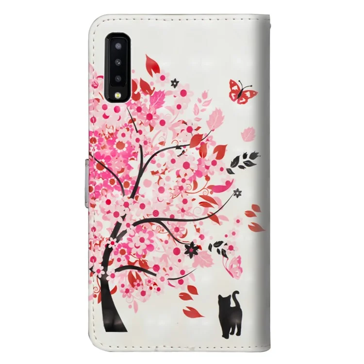 Padrão Printing Light Spot Decor Wallet Stand Flip Flip Mobile Case Para Samsung Galaxy A7 (2018) - Árvore Florida