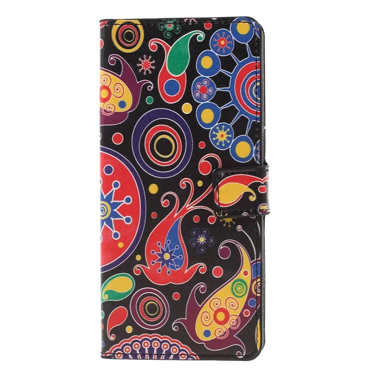 Shell Mobile de Cuero de Billetera Estampada Para Samsung Galaxy A9 (2018) / A9 Star Pro / A9s - Flor de Paisley