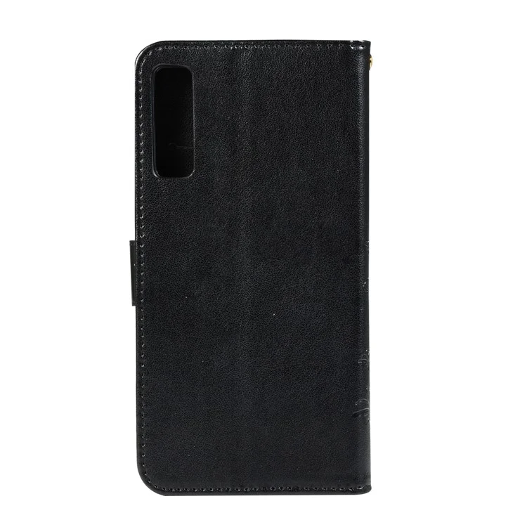 Carteira de Couro de Flor de Borboleta Imprimível Para a Samsung Galaxy A7 (2018) - Preto