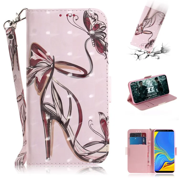 Pattern Printing Leather Phone Shell with Stand for Samsung Galaxy A9 (2018) / A9 Star Pro / A9s - High Heel Sandal