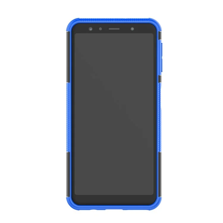 2-em 1 Padrão de Pneu Plástico + Estojo Híbrido de TPU Com Kickstand Para Samsung Galaxy A7 (2018) A750 - Azul