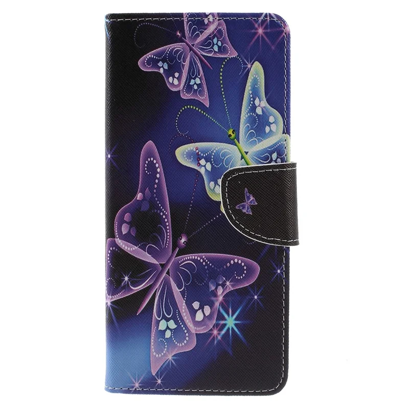 Pattern Printing Cross Texture Magnetic Leather Stand Cover for Samsung Galaxy J4+ - Vivid Butterflies