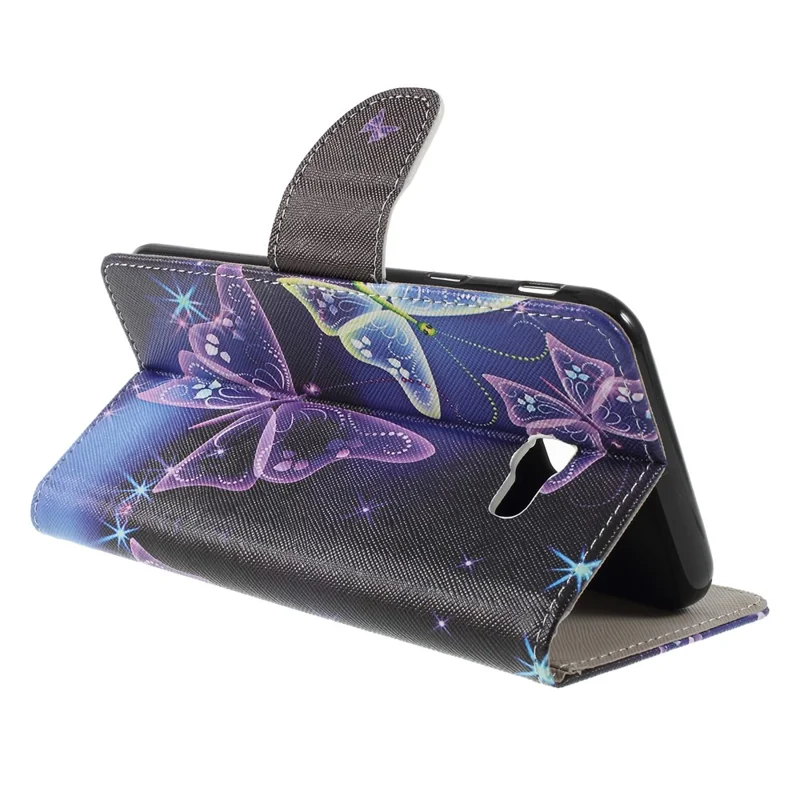 Pattern Printing Cross Texture Magnetic Leather Stand Cover for Samsung Galaxy J4+ - Vivid Butterflies