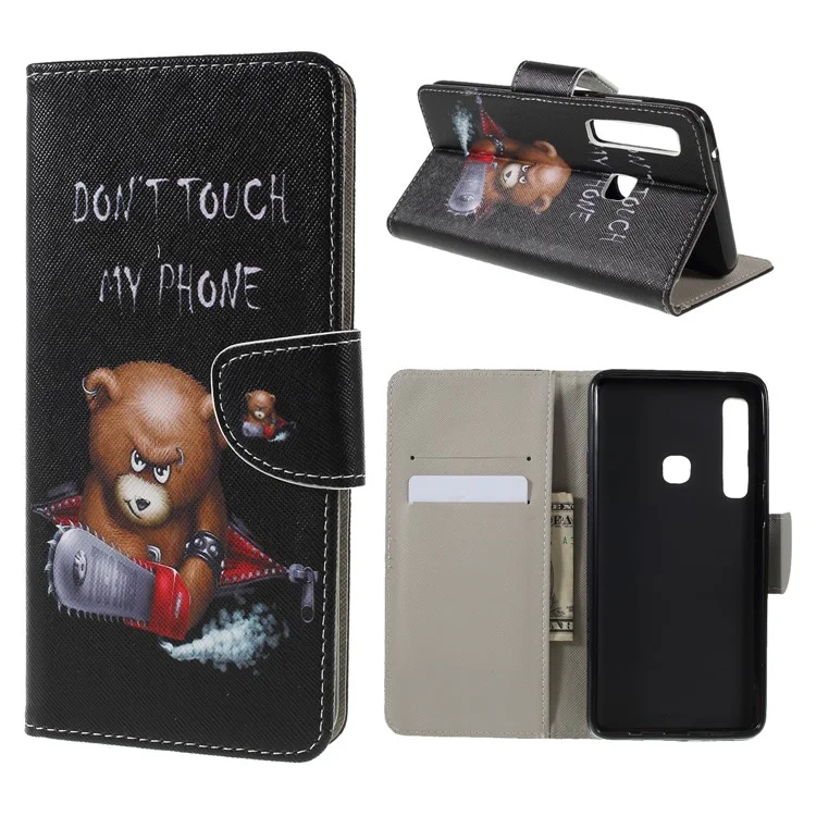 Cross Texture Patterned Wallet Leather Case for Samsung Galaxy A9 (2018) / A9 Star Pro / A9s - Angry Bear