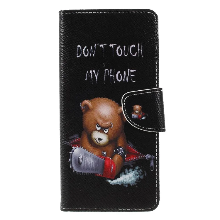 Cross Texture Patterned Wallet Leather Case for Samsung Galaxy A9 (2018) / A9 Star Pro / A9s - Angry Bear