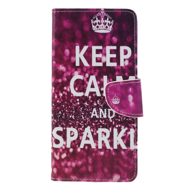 Cross Texture Patterned Wallet Leather Flip Protective Case for Samsung Galaxy A9 (2018) / A9 Star Pro / A9s - Keep Calm and Sparkle