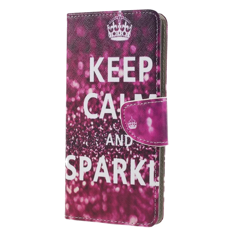 Cross Texture Patterned Wallet Leather Flip Protective Case for Samsung Galaxy A9 (2018) / A9 Star Pro / A9s - Keep Calm and Sparkle
