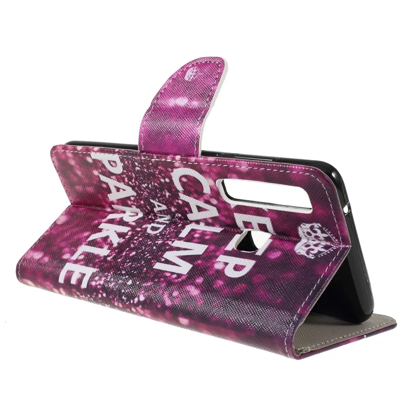 Cross Texture Patterned Wallet Leather Flip Protective Case for Samsung Galaxy A9 (2018) / A9 Star Pro / A9s - Keep Calm and Sparkle